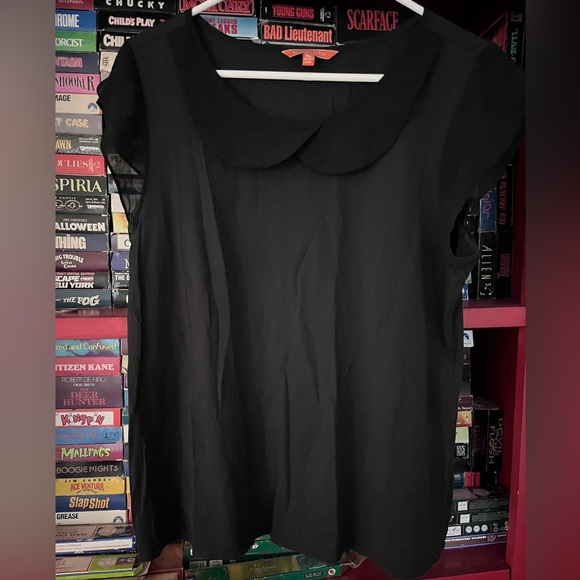 1950s pin up rockabilly gothabilly top XL with sheer sleeves from ModCloth - Picture 1 of 3